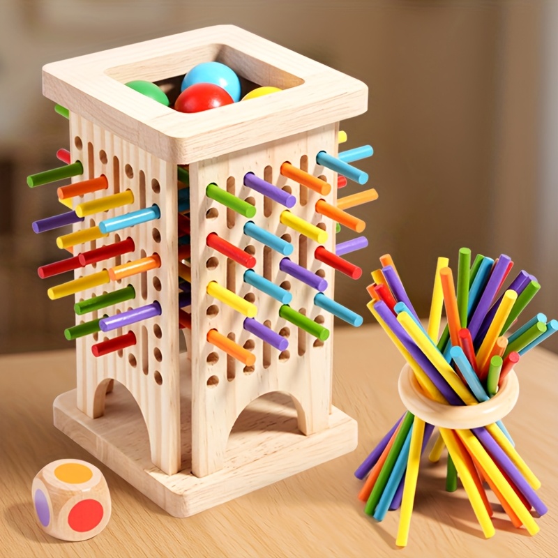 Board Game Enthusiast - Montessori Ahşap Tahta Oyunu Renkli Çubuklar